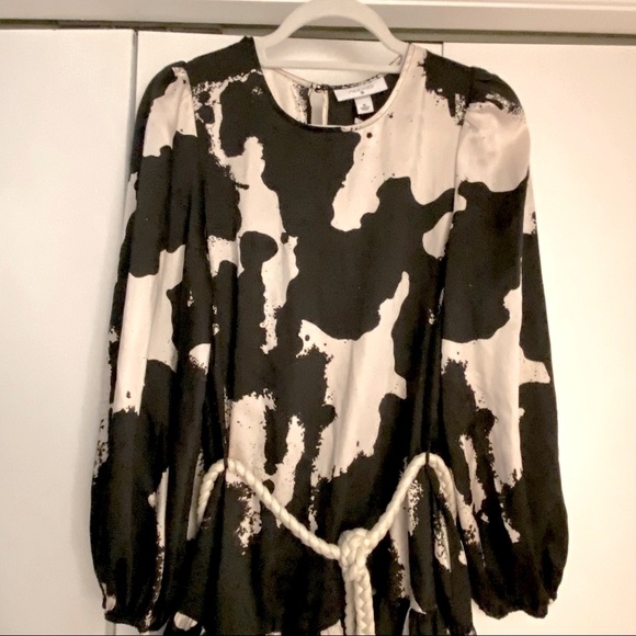 Alexis Black + White (Off-White) Long Sleeve Dress, M - Picture 11 of 16